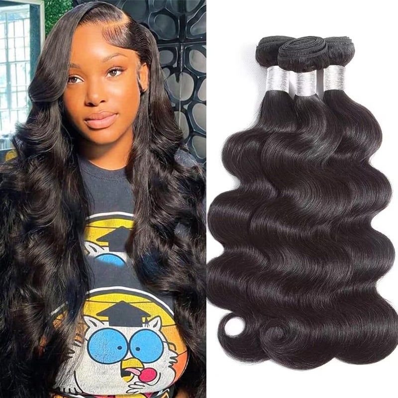 Wingirl Beauty Princess Body Wave Human Hair 3 Bundles Double Weft 10A Brazilian Hair Bundles 18/20/22 Inch - Image 1